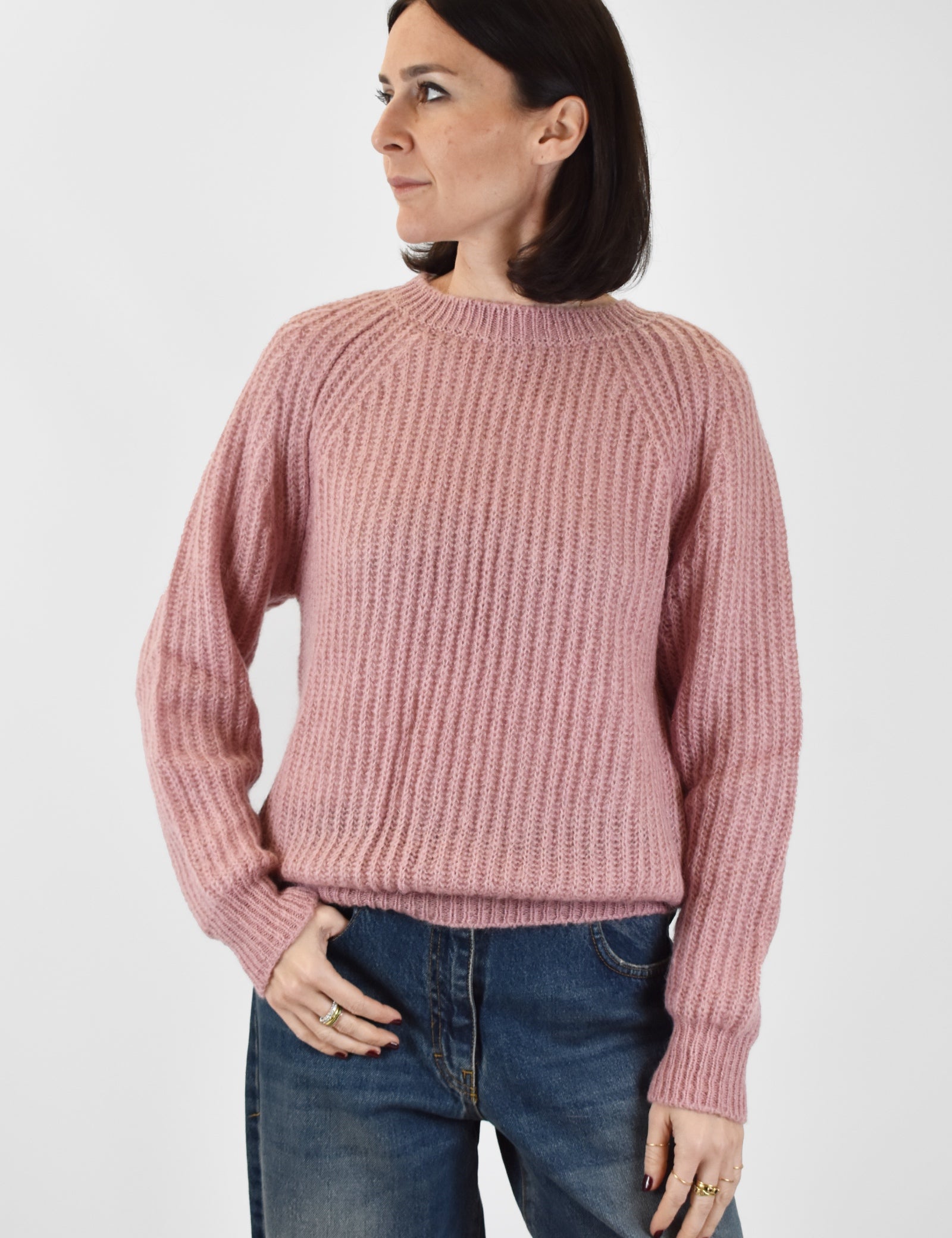 Maglia girocollo mohair