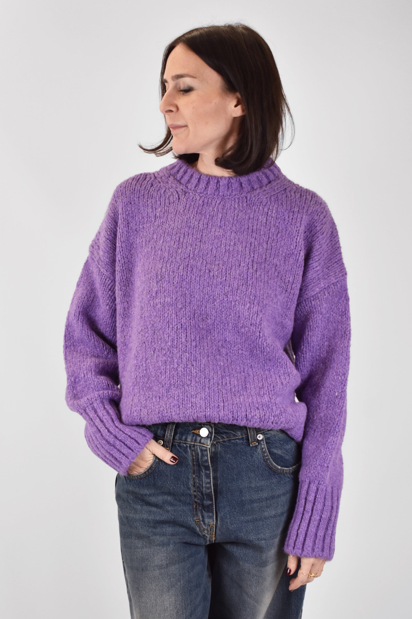 Maglia girocollo misto lana