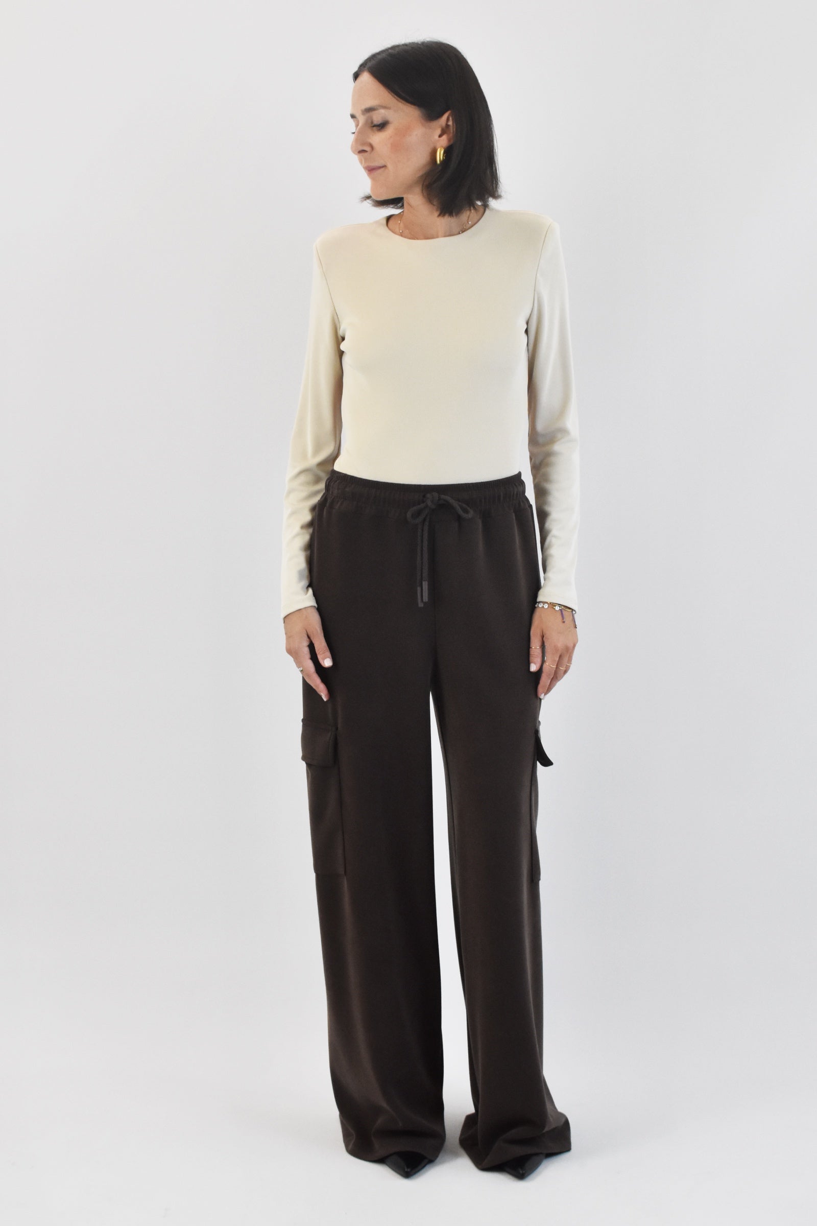 Pantalone cargo felpato