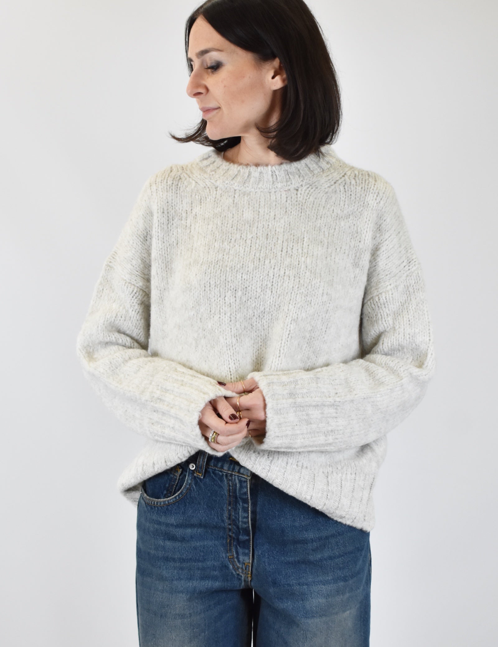 Maglia girocollo misto lana