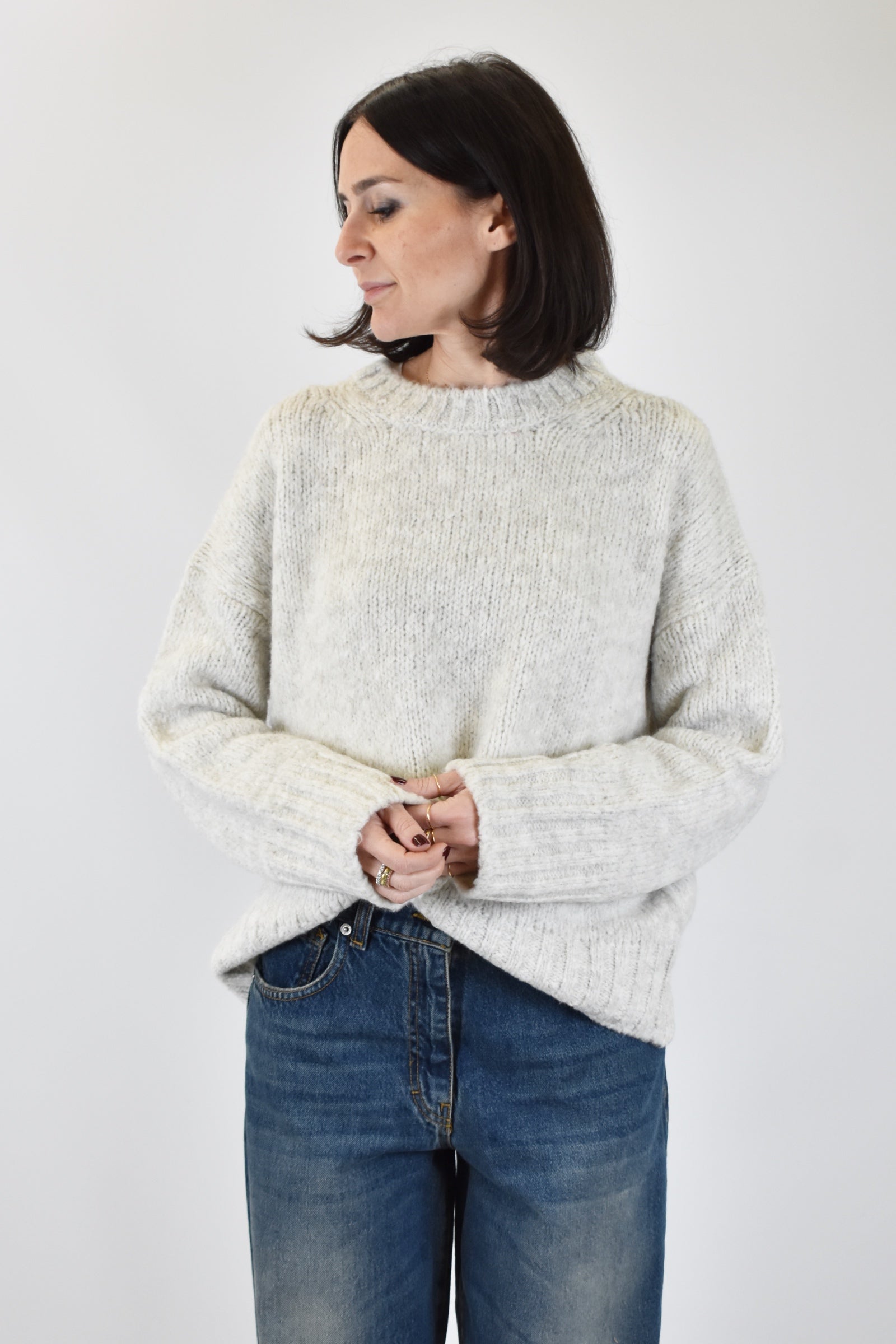 Maglia girocollo misto lana