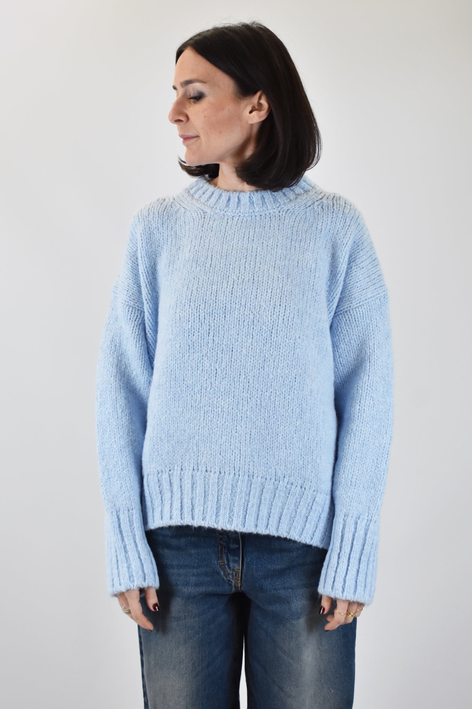 Maglia girocollo misto lana