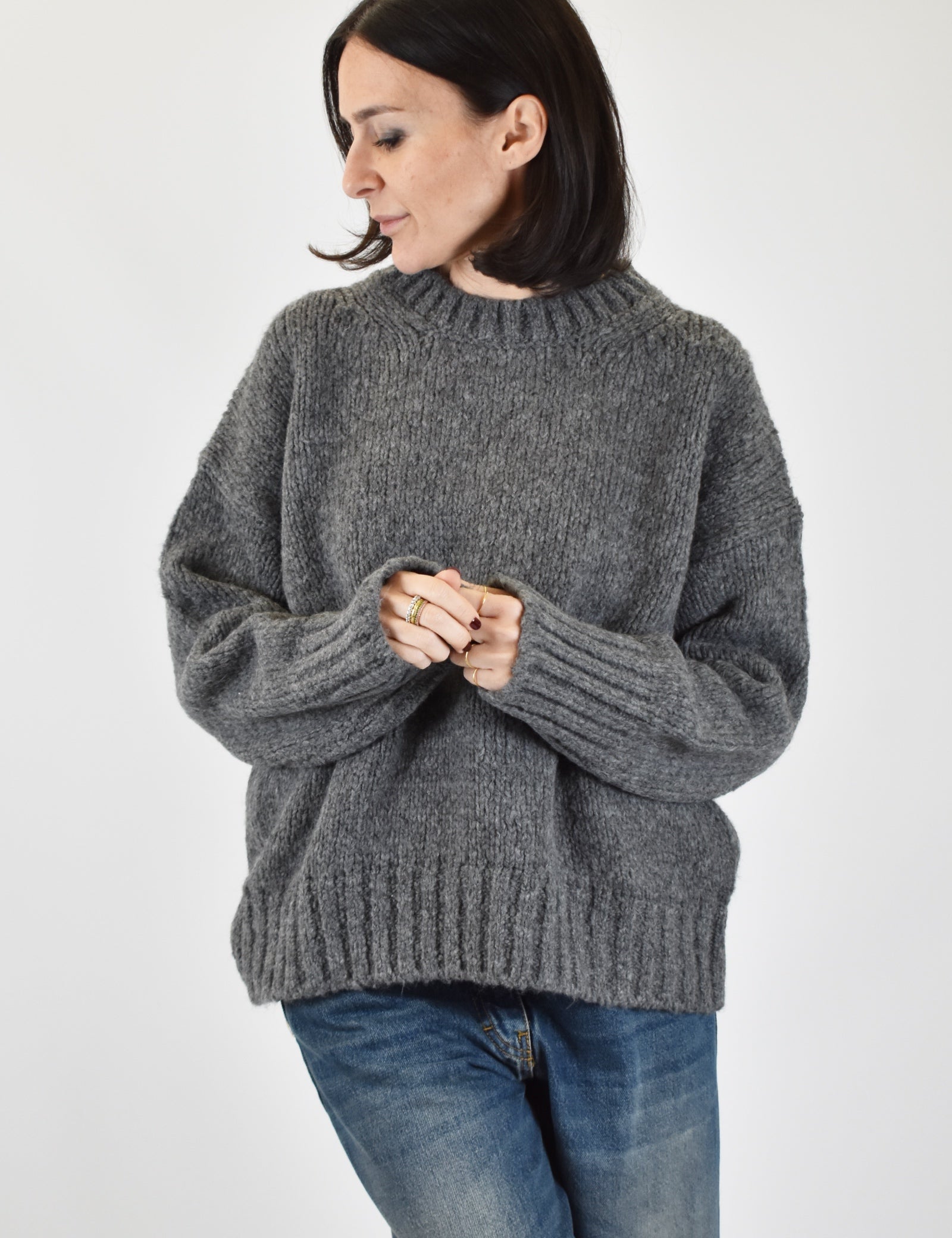 Maglia girocollo misto lana