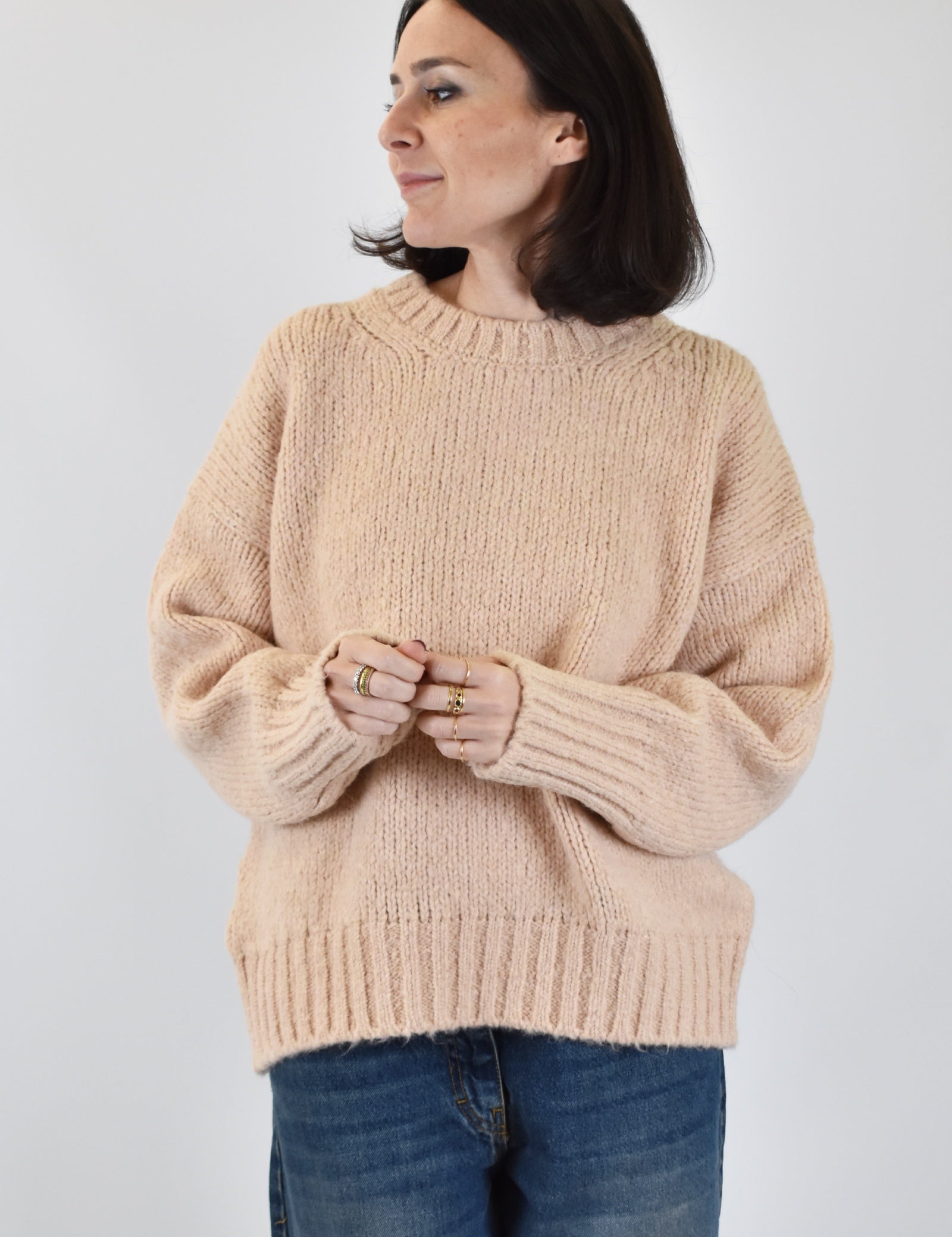 Maglia girocollo misto lana