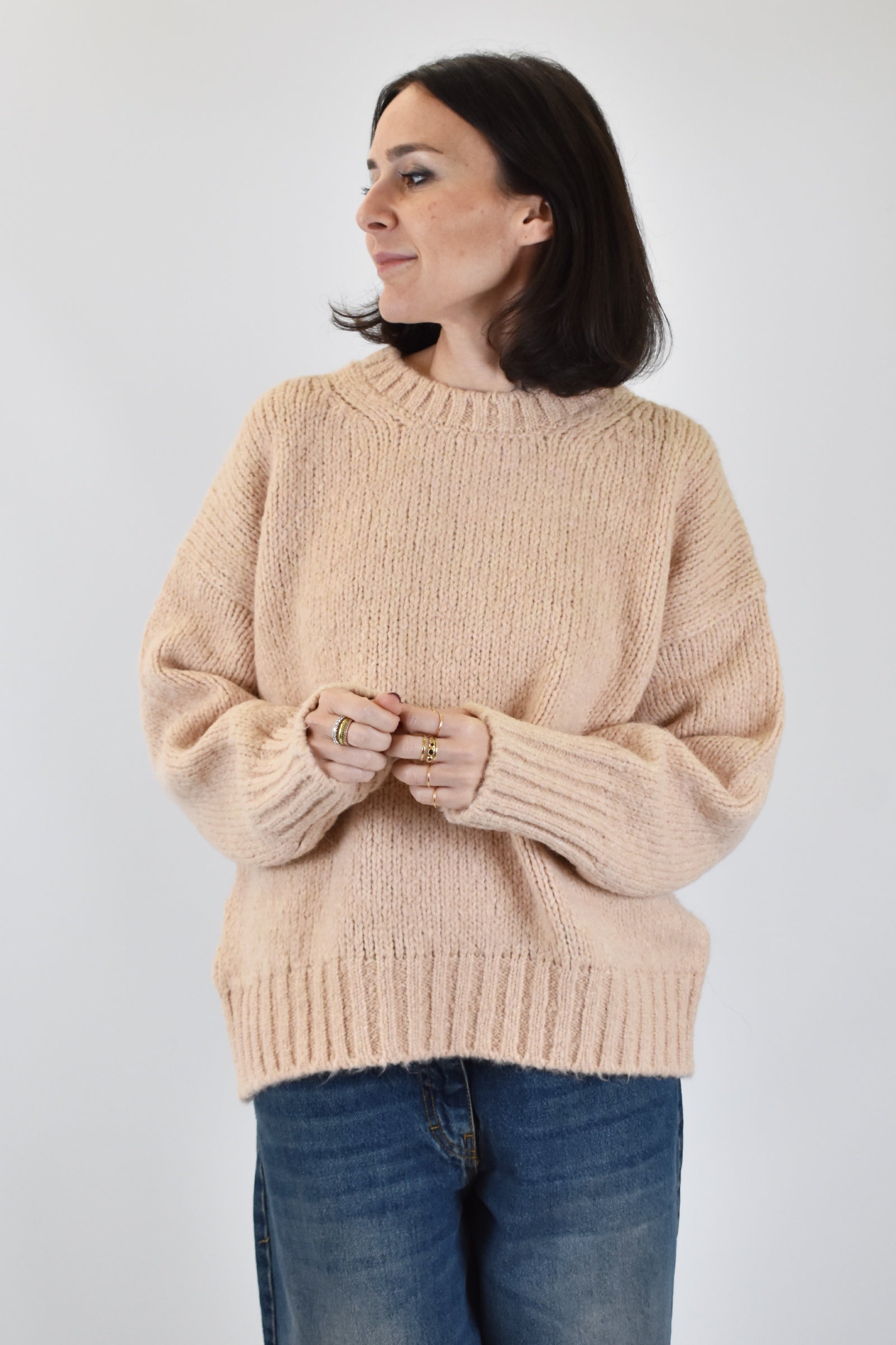 Maglia girocollo misto lana