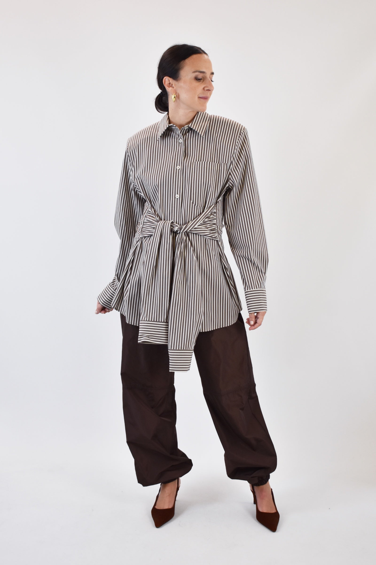 Camicia gessata doppia manica
