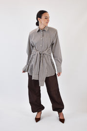 Camicia gessata doppia manica