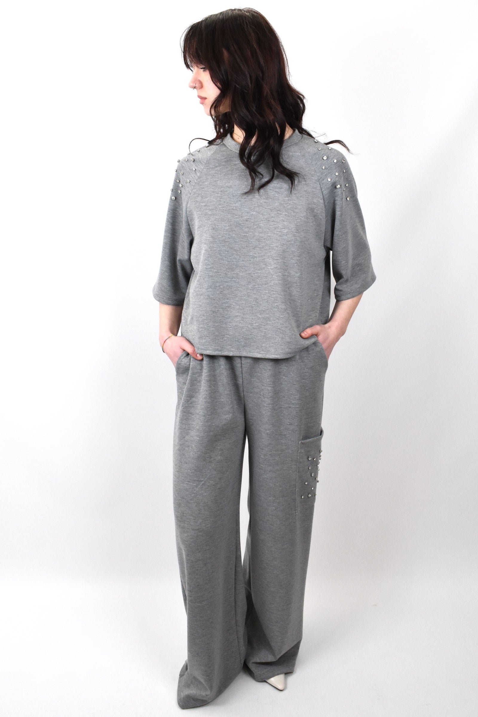 PAntalone in felpa con strass