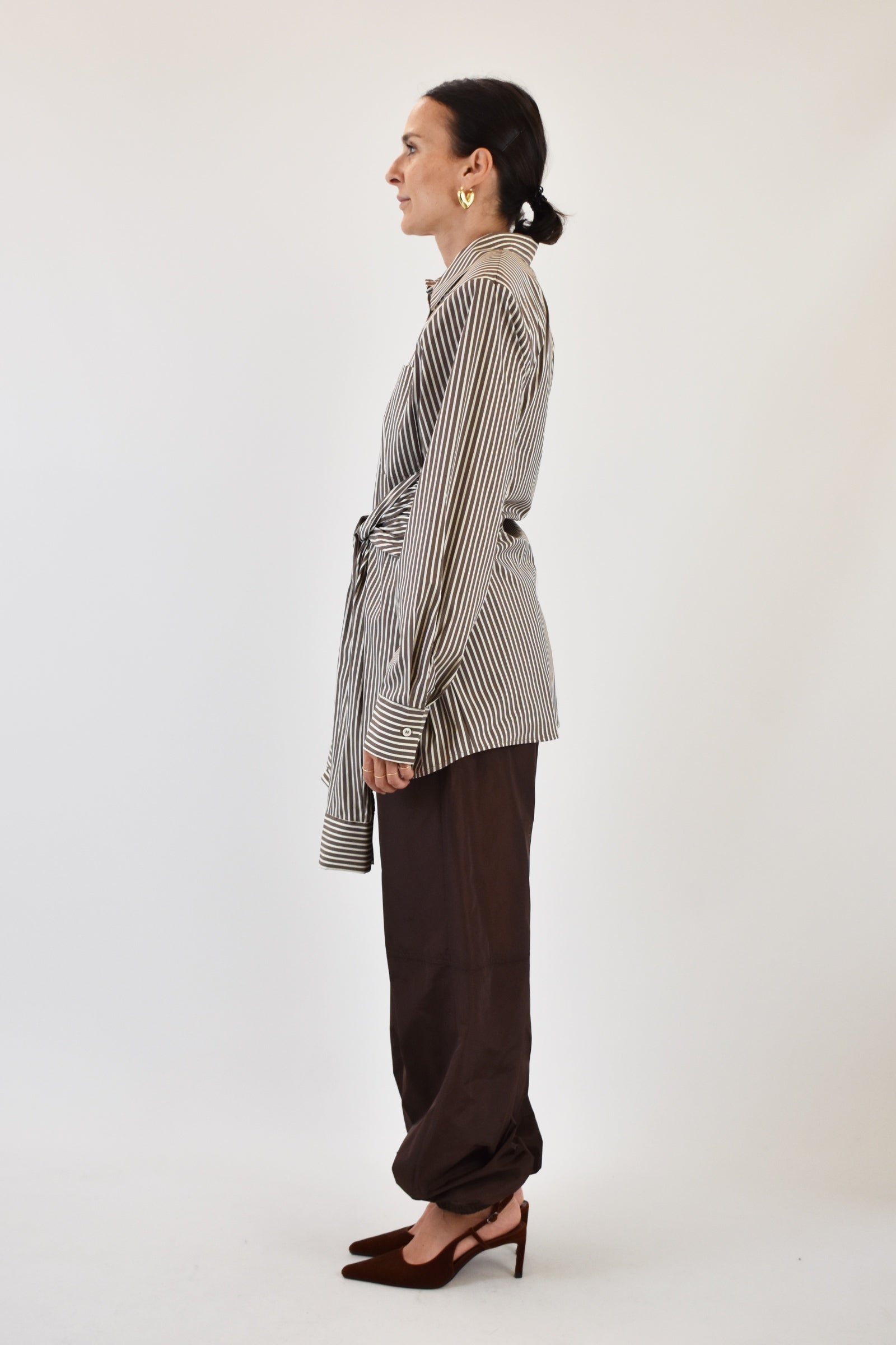 Camicia gessata doppia manica