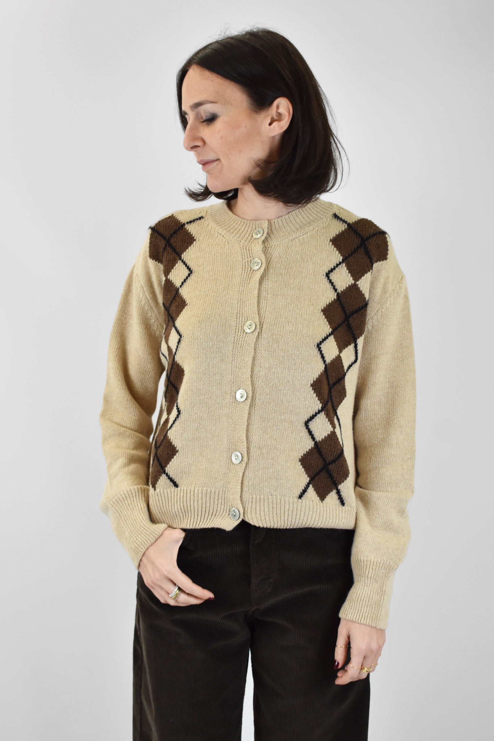 Maglia rombi misto cashmere