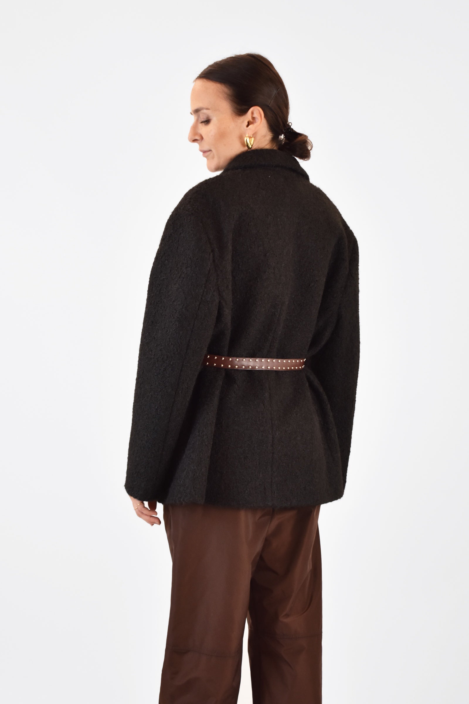 Cappottino bouclé cintura