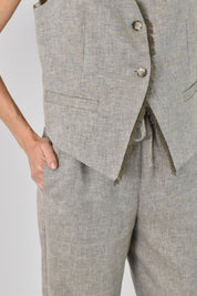 Gilet misto lino sfrangiato