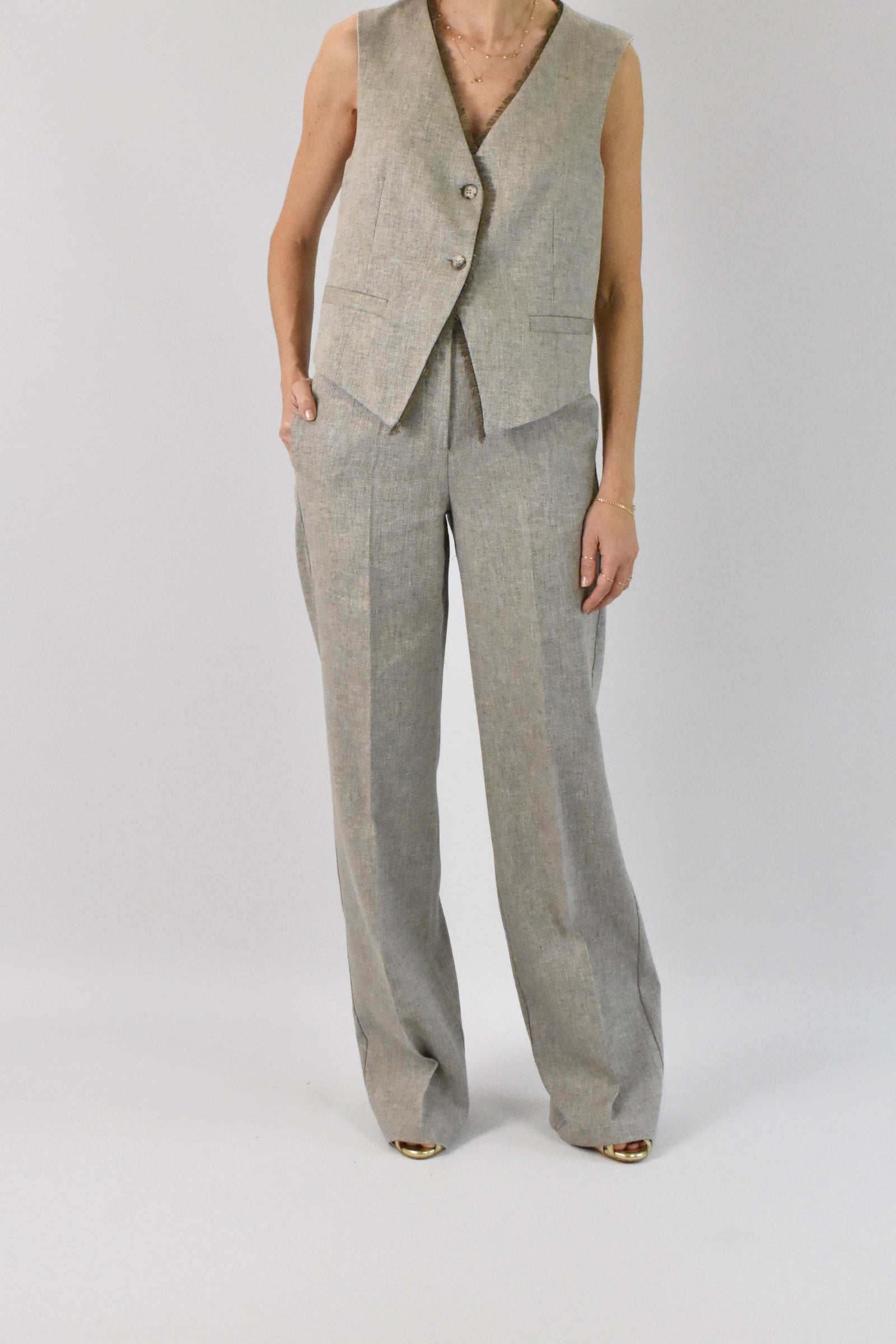 Pantalone palazzo misto lino