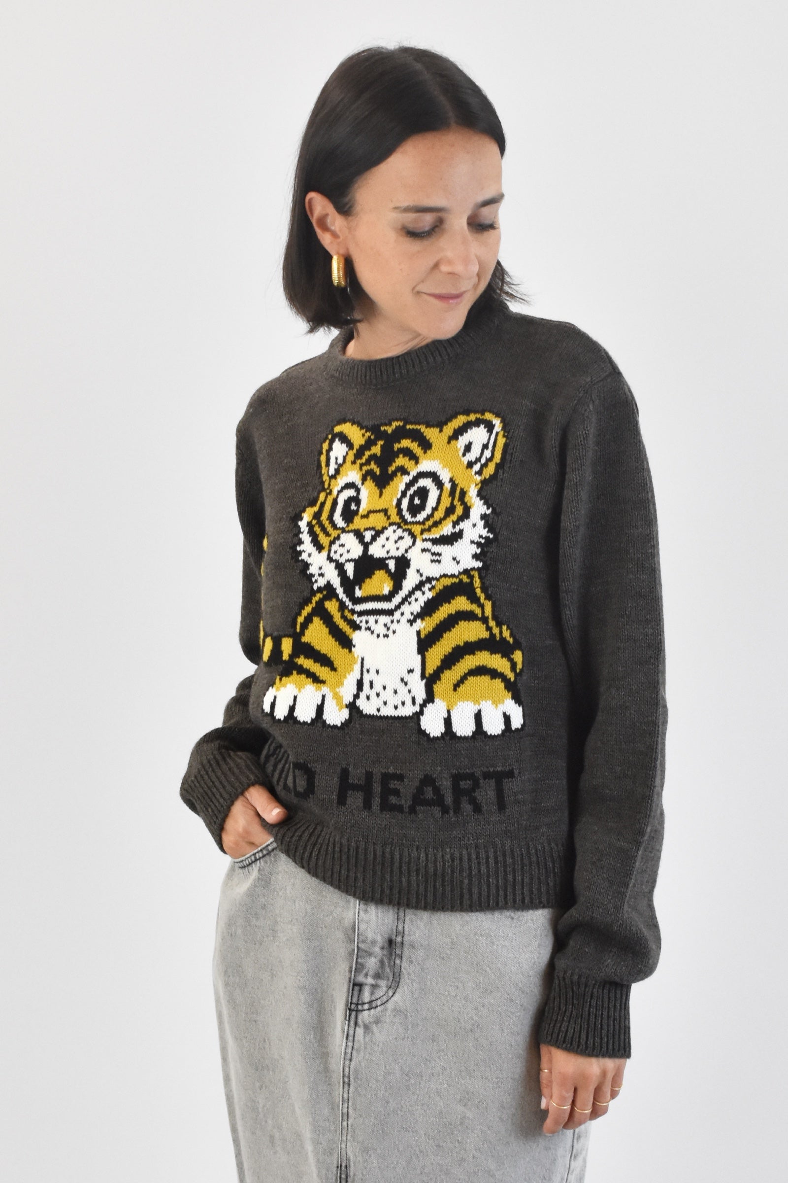 Maglia intarsio tigre