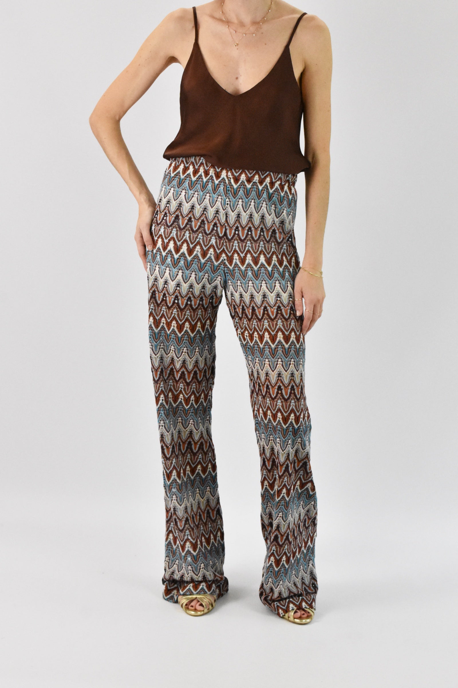 Pantalone zampa lavorato