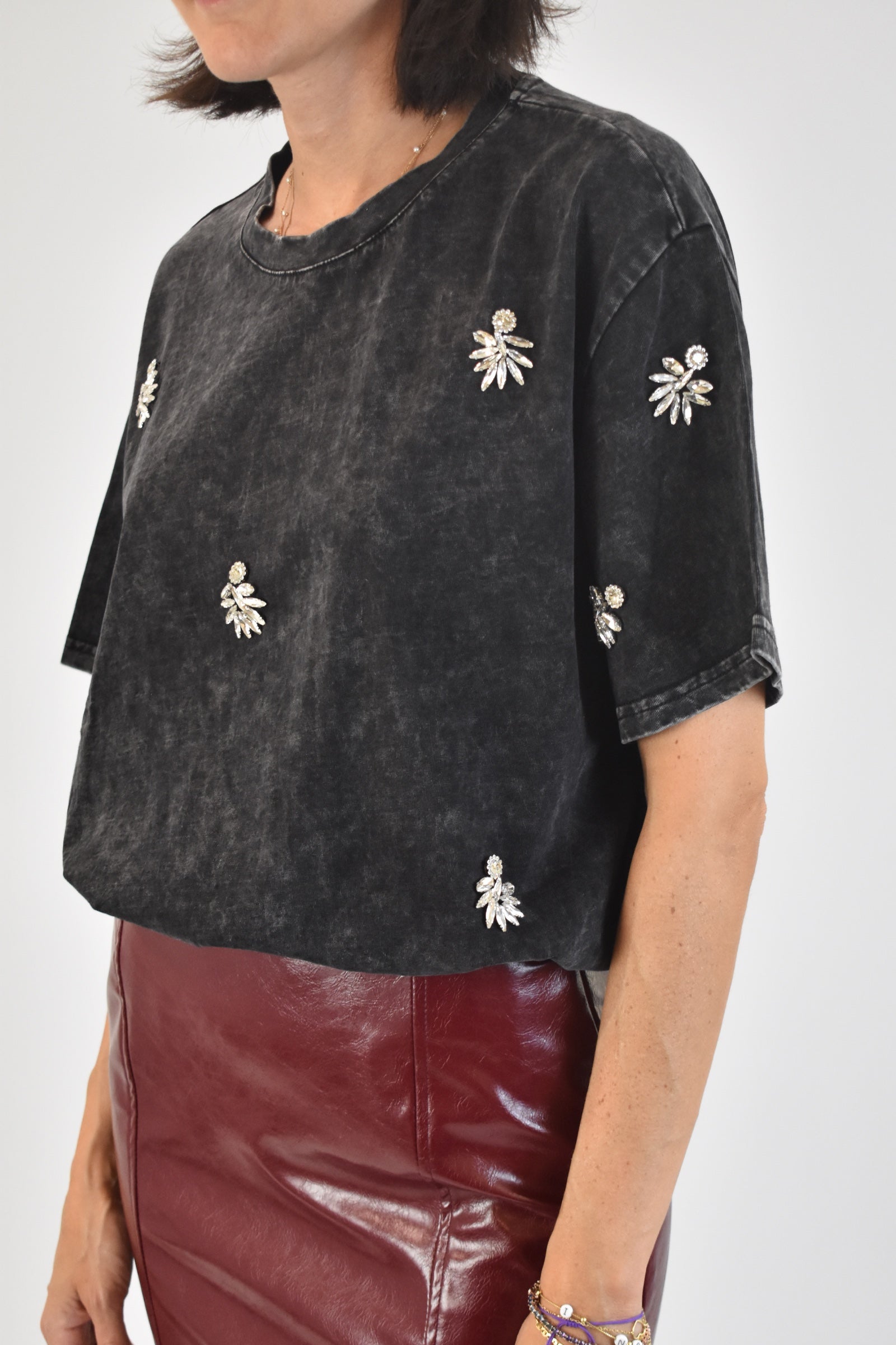 T-shirt stone con strass