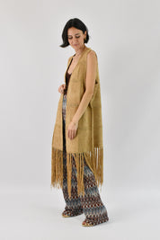 Gilet lungo suede con frange