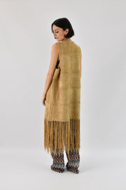 Gilet lungo suede con frange