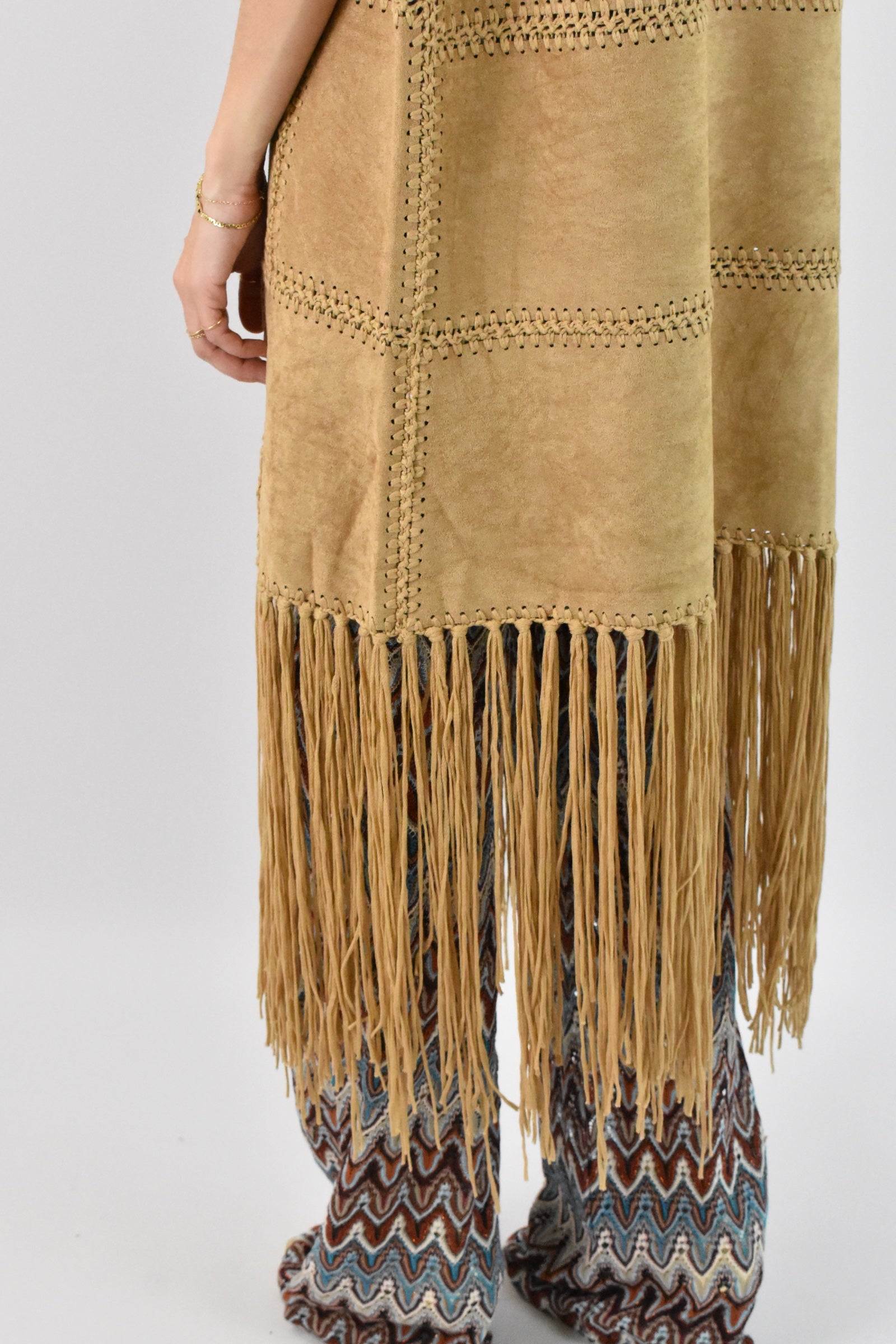 Gilet lungo suede con frange