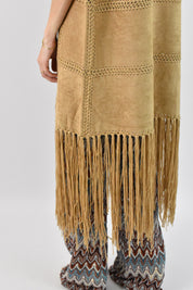 Gilet lungo suede con frange