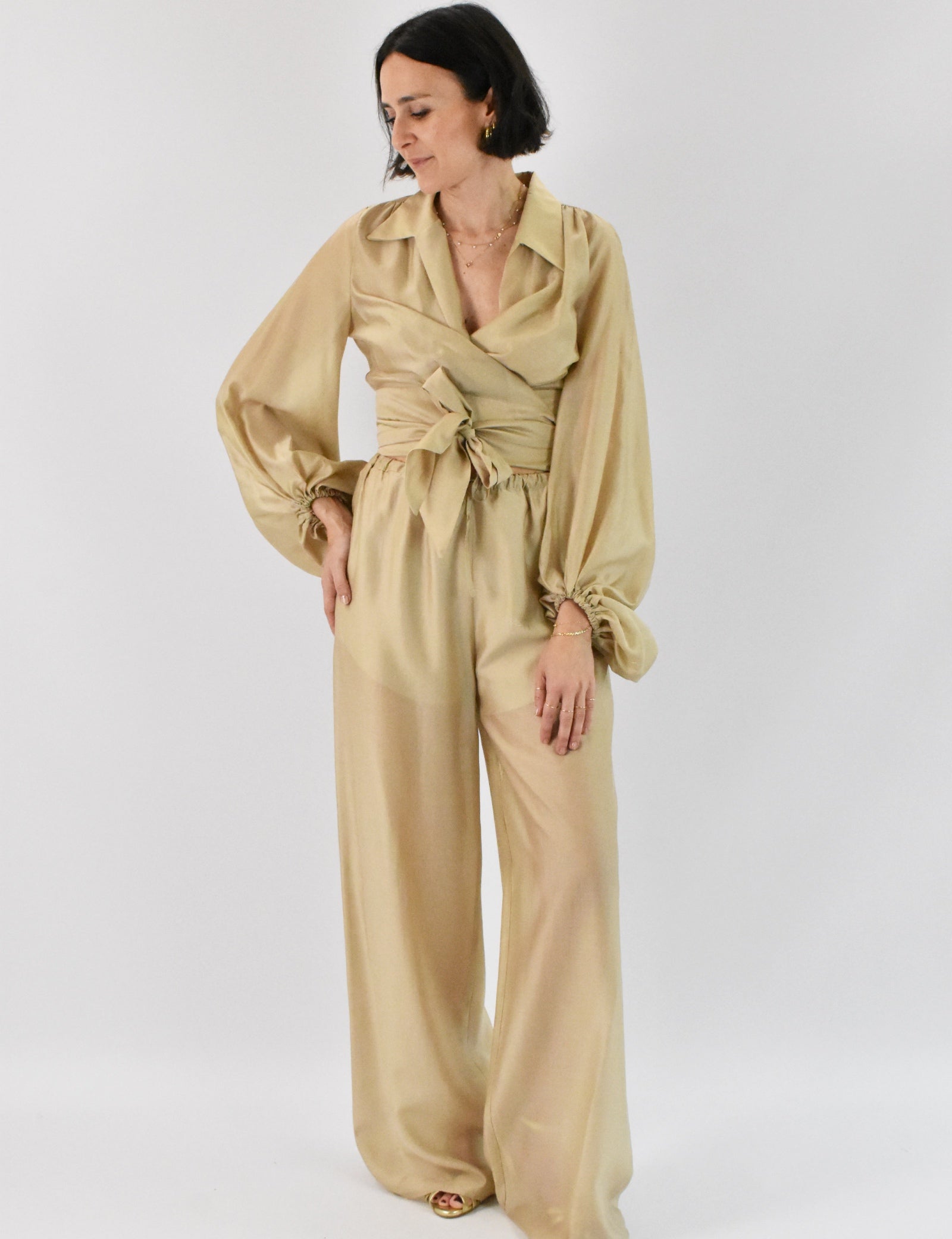 Pantalone fluido con coulisse