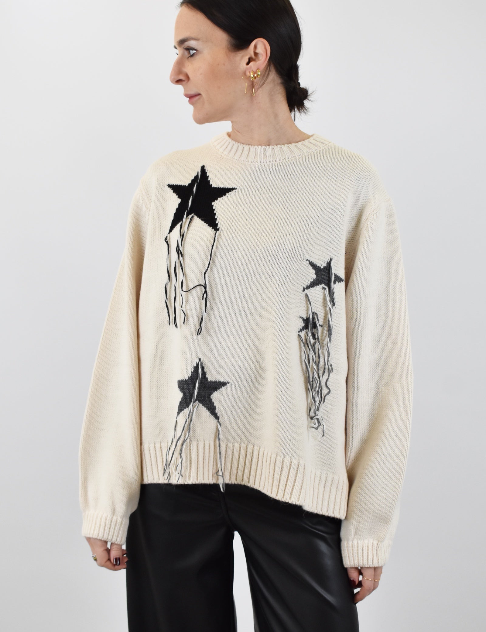 Maglia ricamo stelle e frange