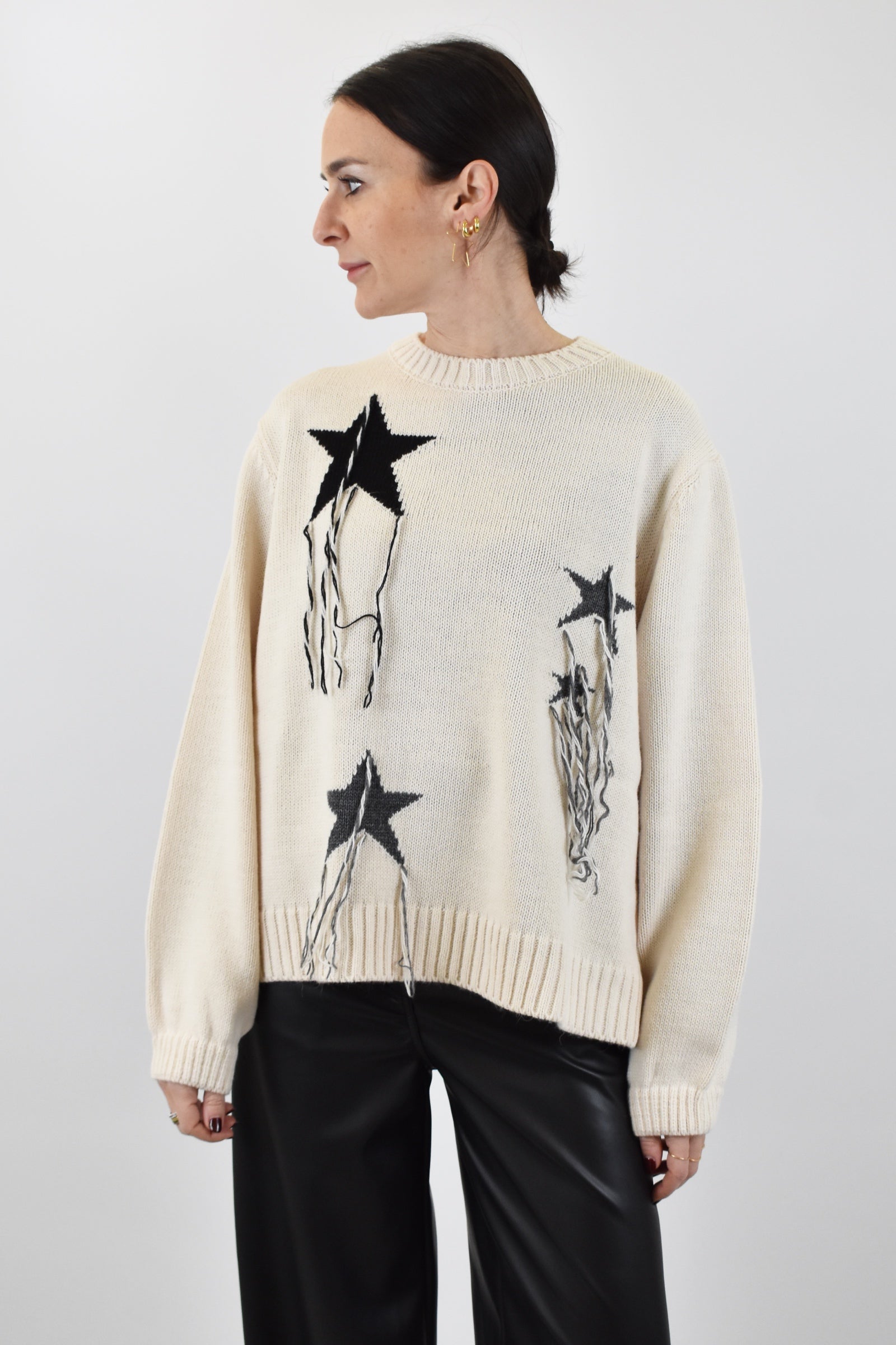 Maglia ricamo stelle e frange