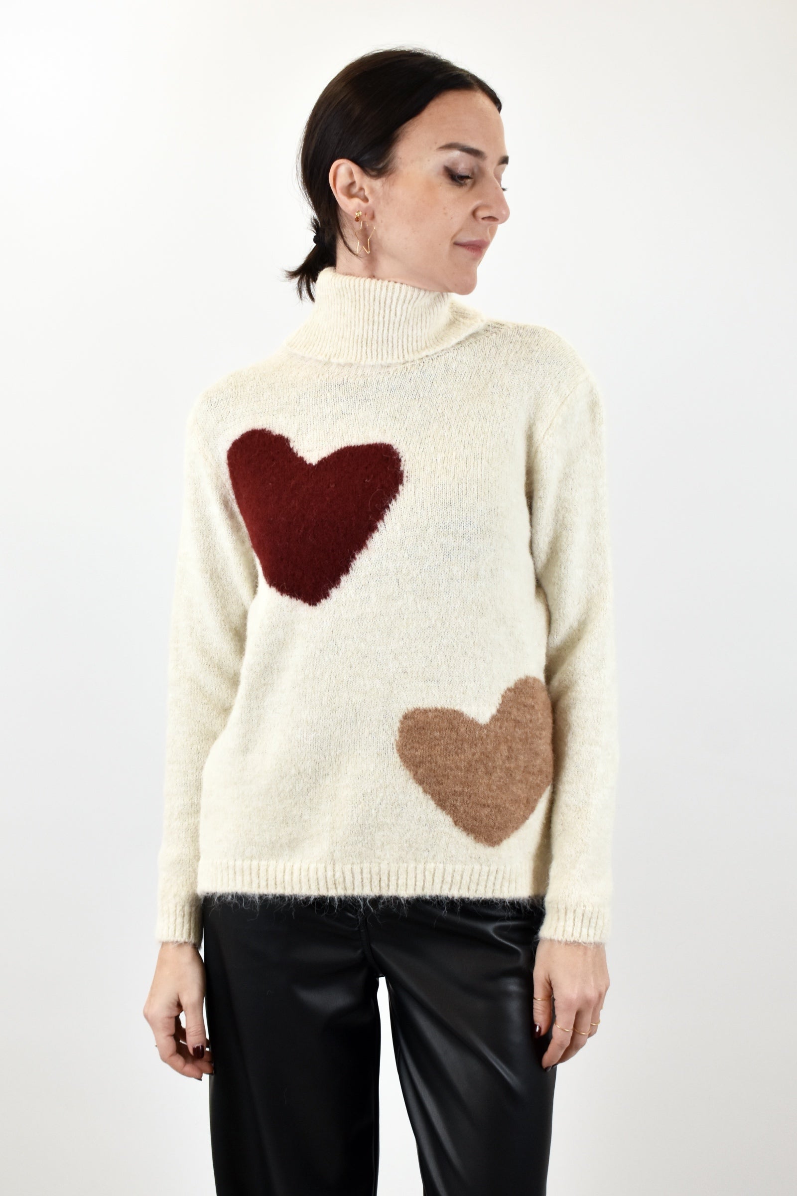 Maglia cuori manica raglan