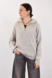 Maglia modello quarter zip, brand HaveOne, modello MHO-P415, colore grigio perla
