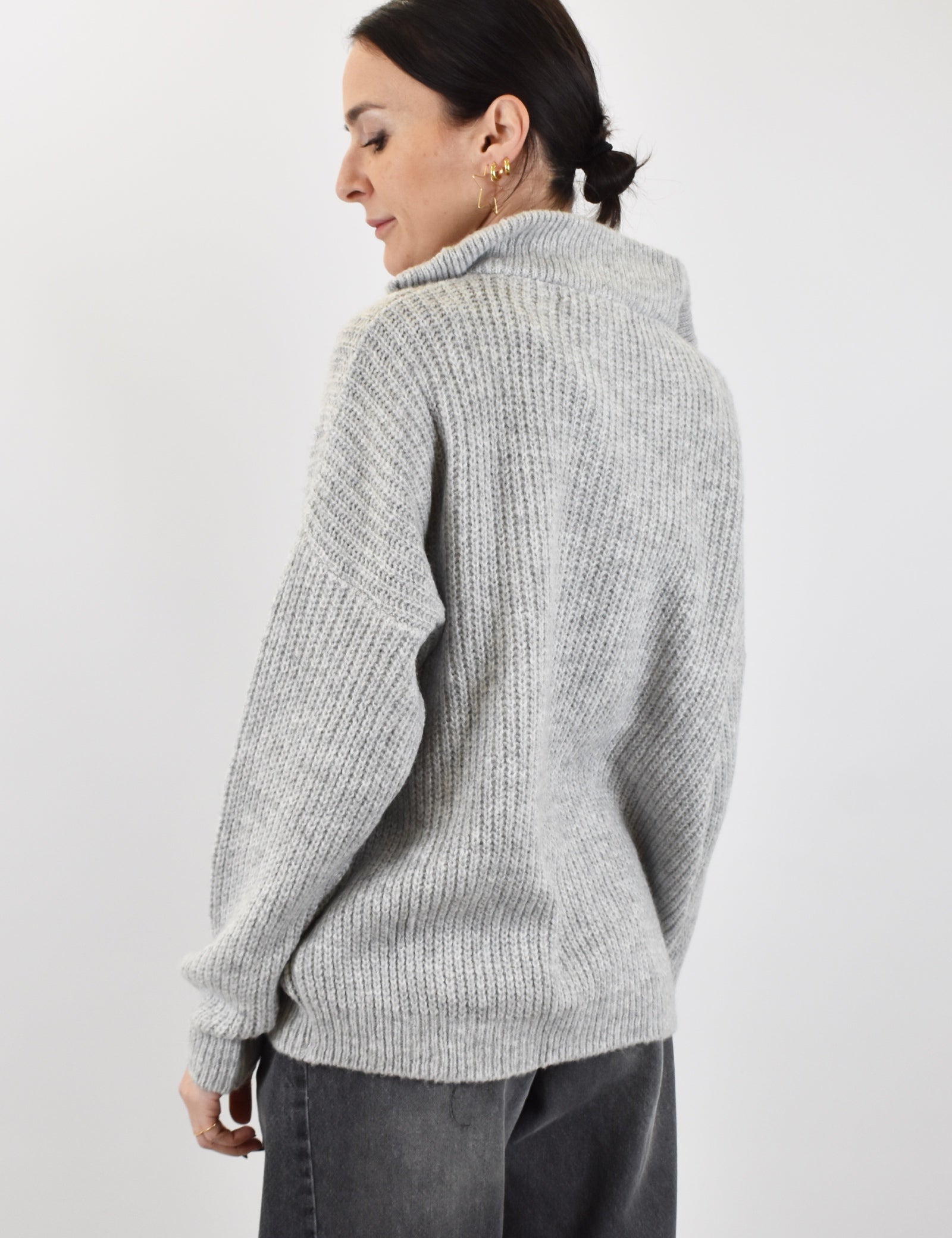 Maglia modello quarter zip, brand HaveOne, modello MHO-P415, colore grigio perla
