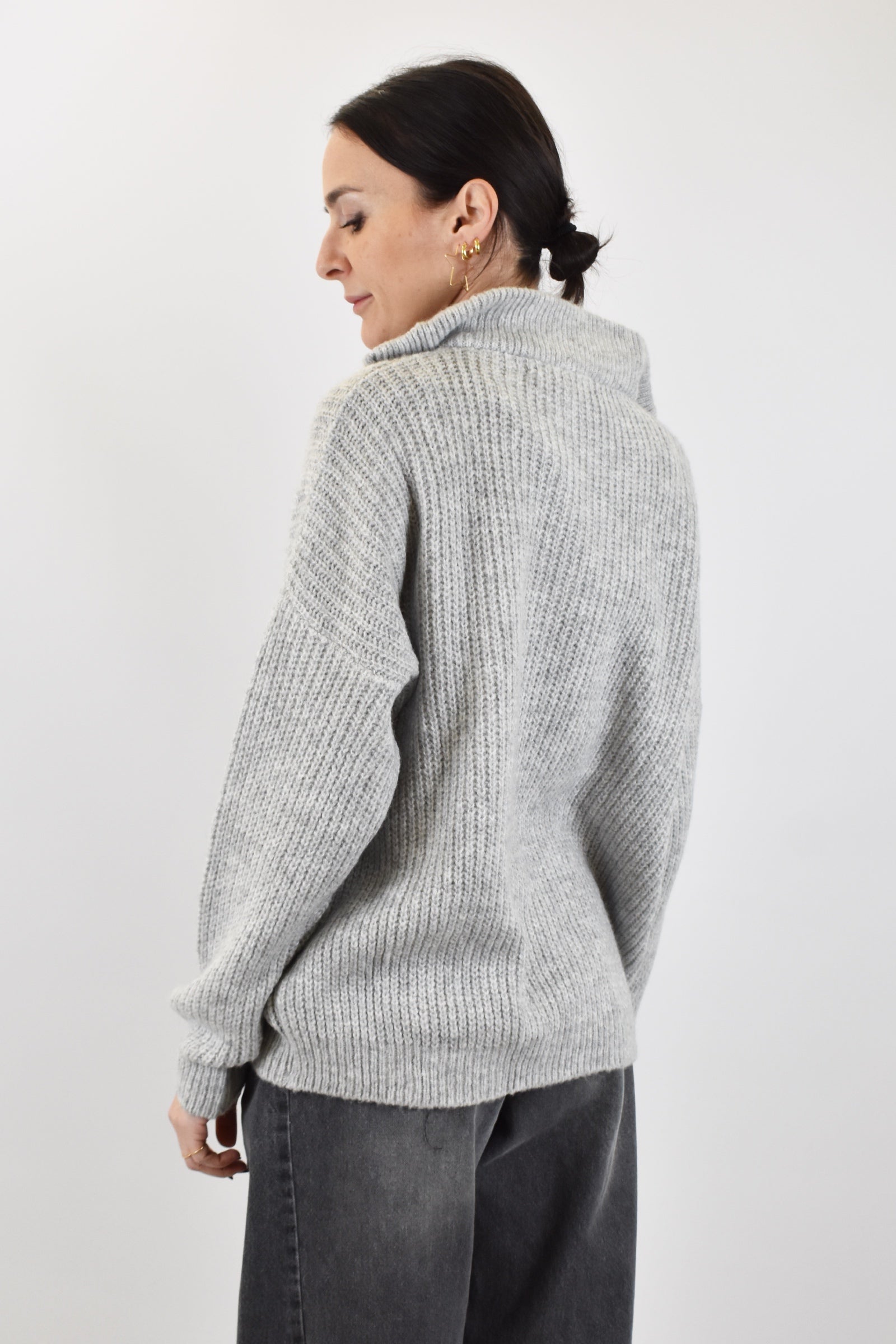 Maglia modello quarter zip, brand HaveOne, modello MHO-P415, colore grigio perla