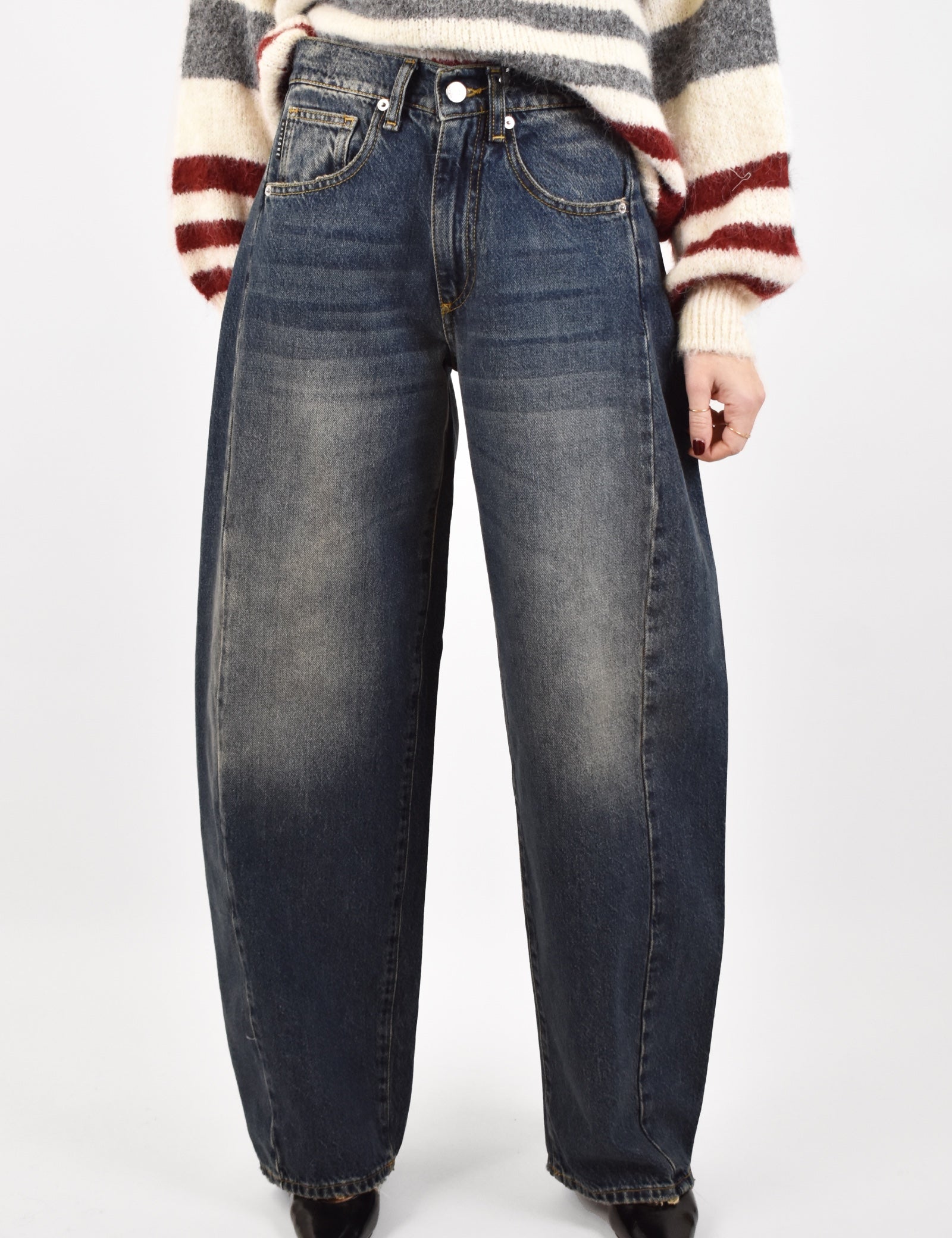 Jeans da donna modello LUCY HaveOne, balloon fit, lavaggio leggermente invecchiato, casual chic, articolo pls-p352