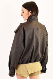 Bomber ecopelle lavorata