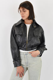 Bomber ecopelle crop