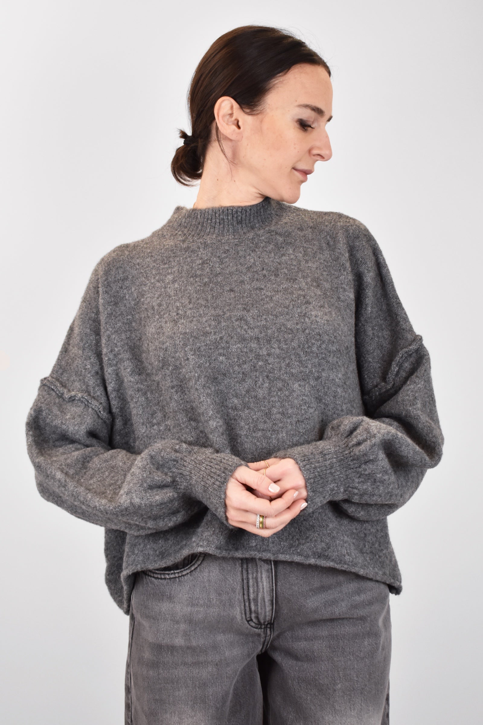 Maglia crop mezzo collo