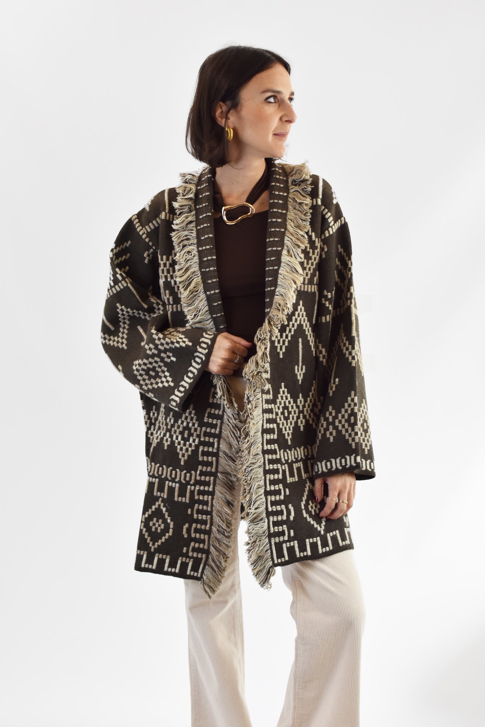 Cardigan jaquard tramato