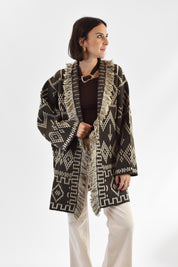 Cardigan jaquard tramato