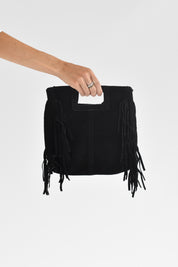 Borsa quadrata frange camoscio