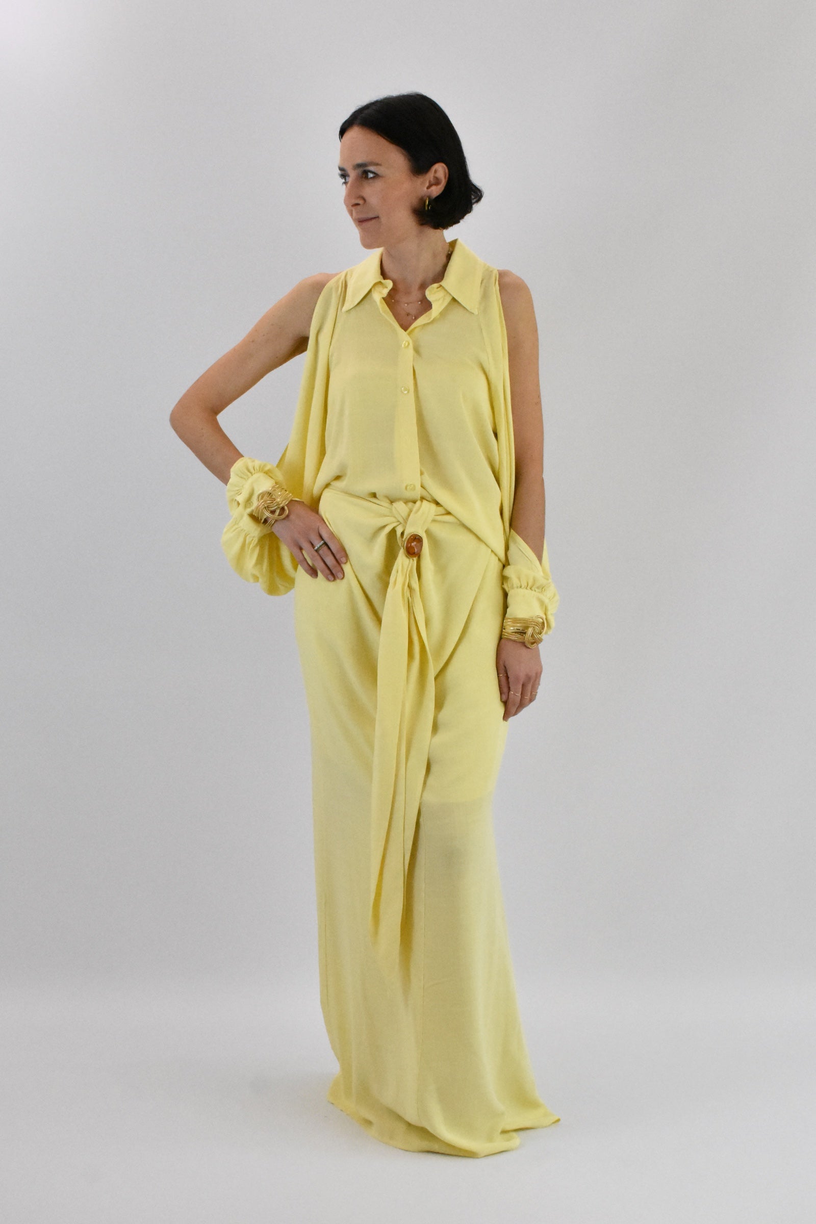 Camicia crop manica aperta