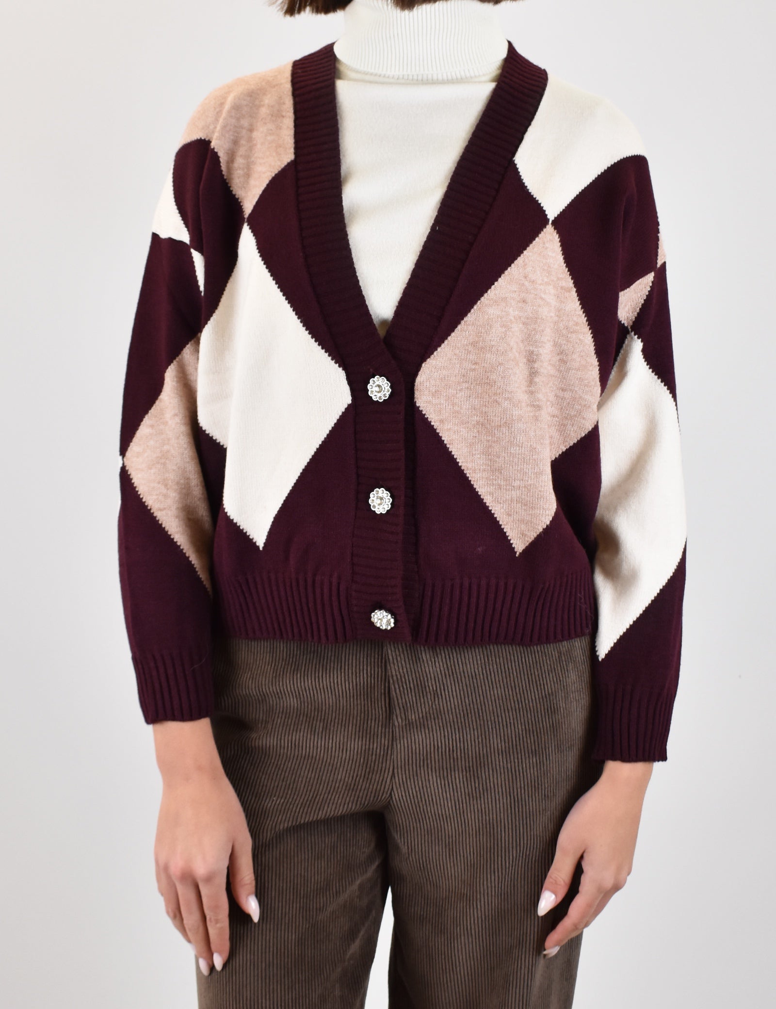 Cardigan gioiello rombi