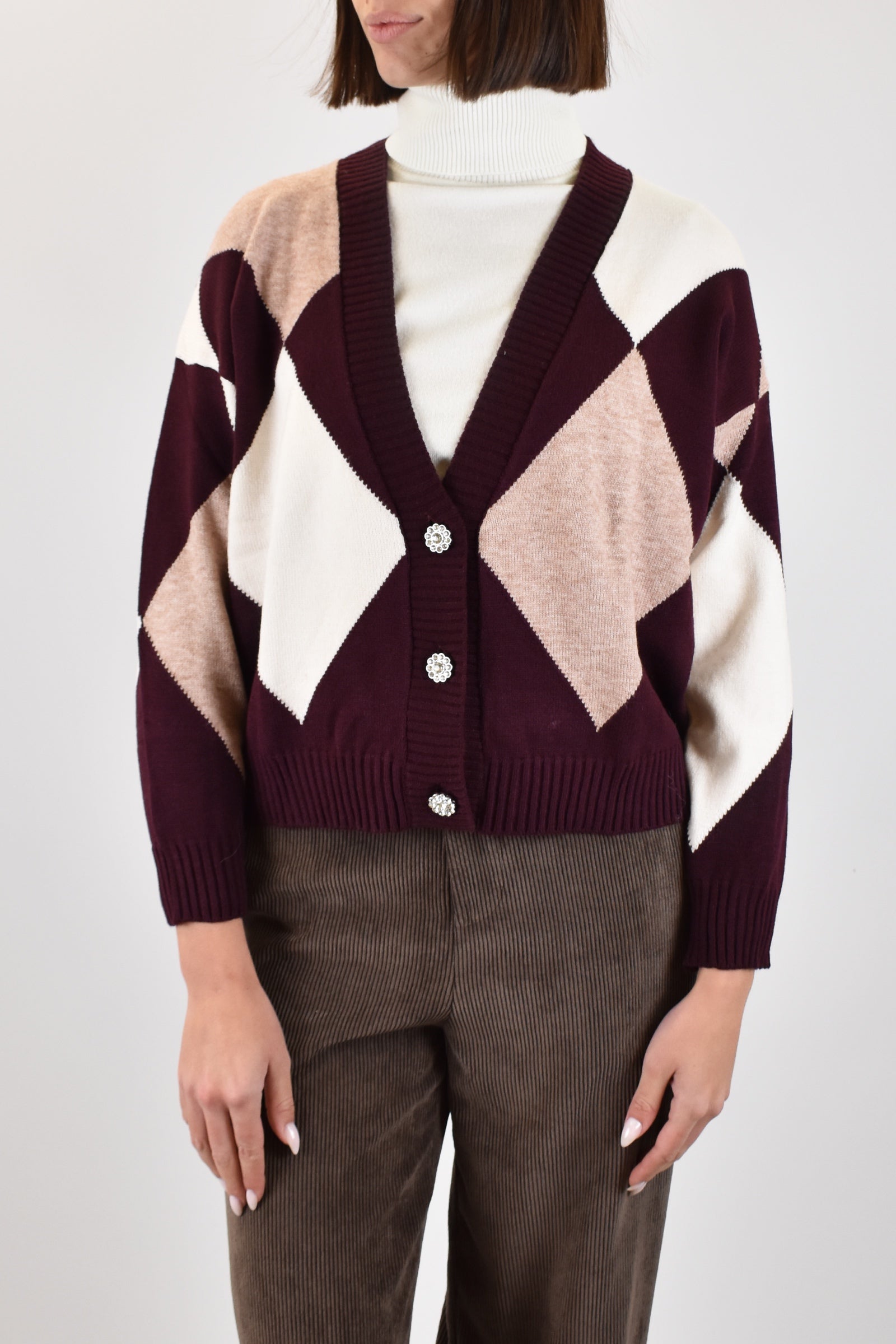 Cardigan gioiello rombi