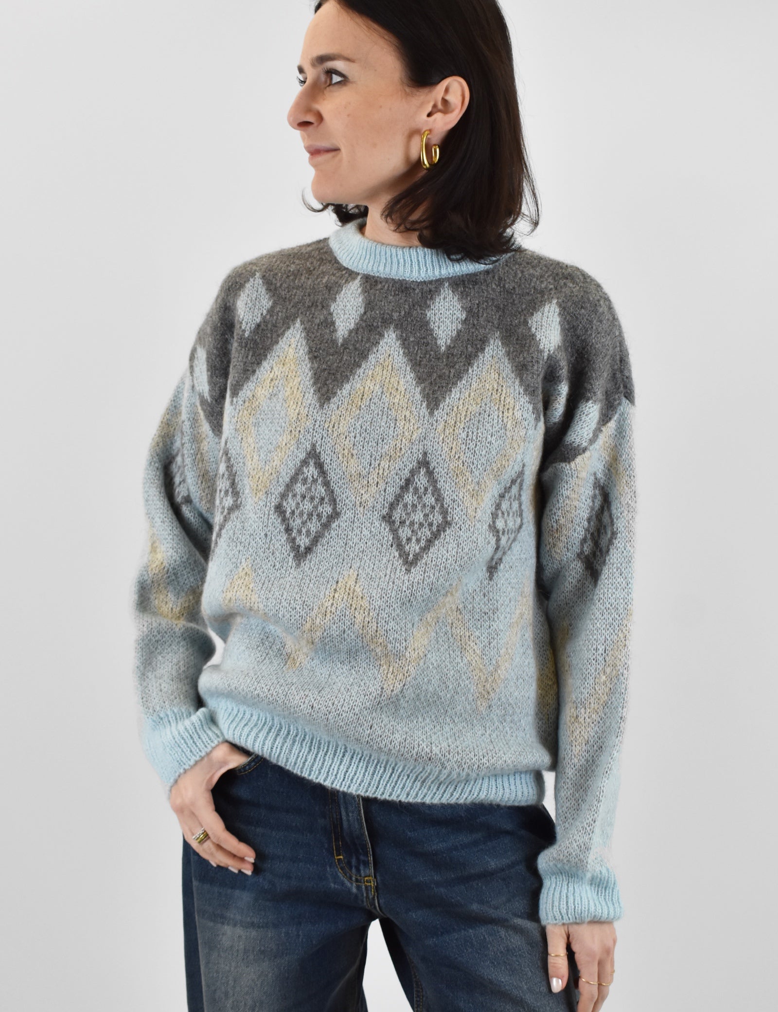 Maglia a rombi in tessuto misto mohair 