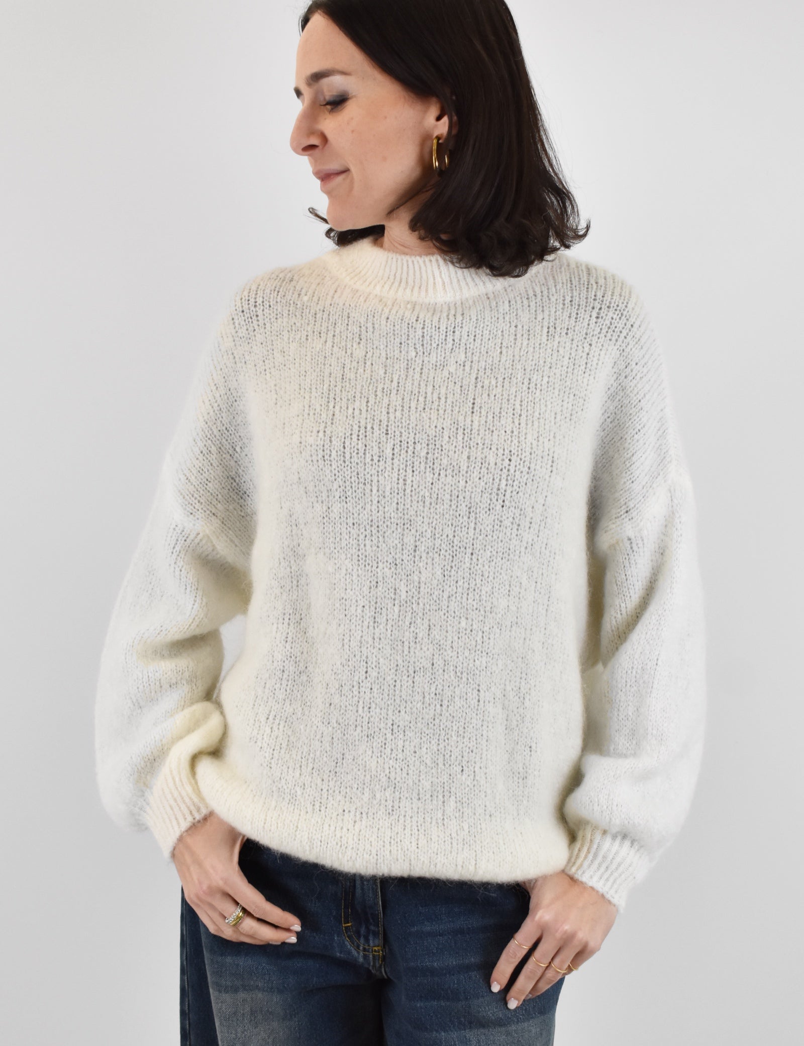 Maglia kid mohair girocollo