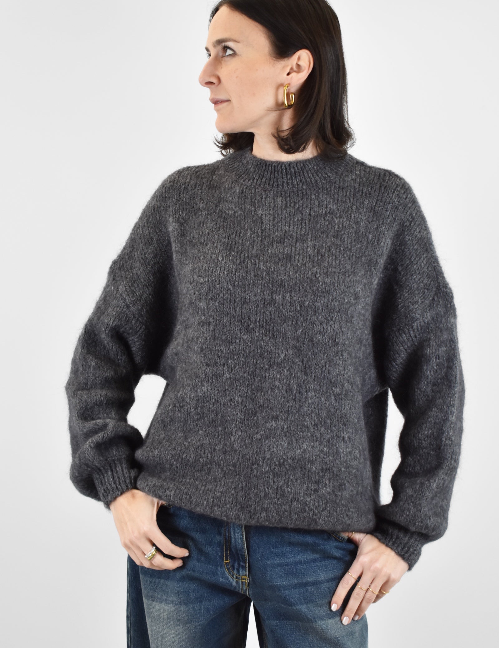 Maglia kid mohair girocollo