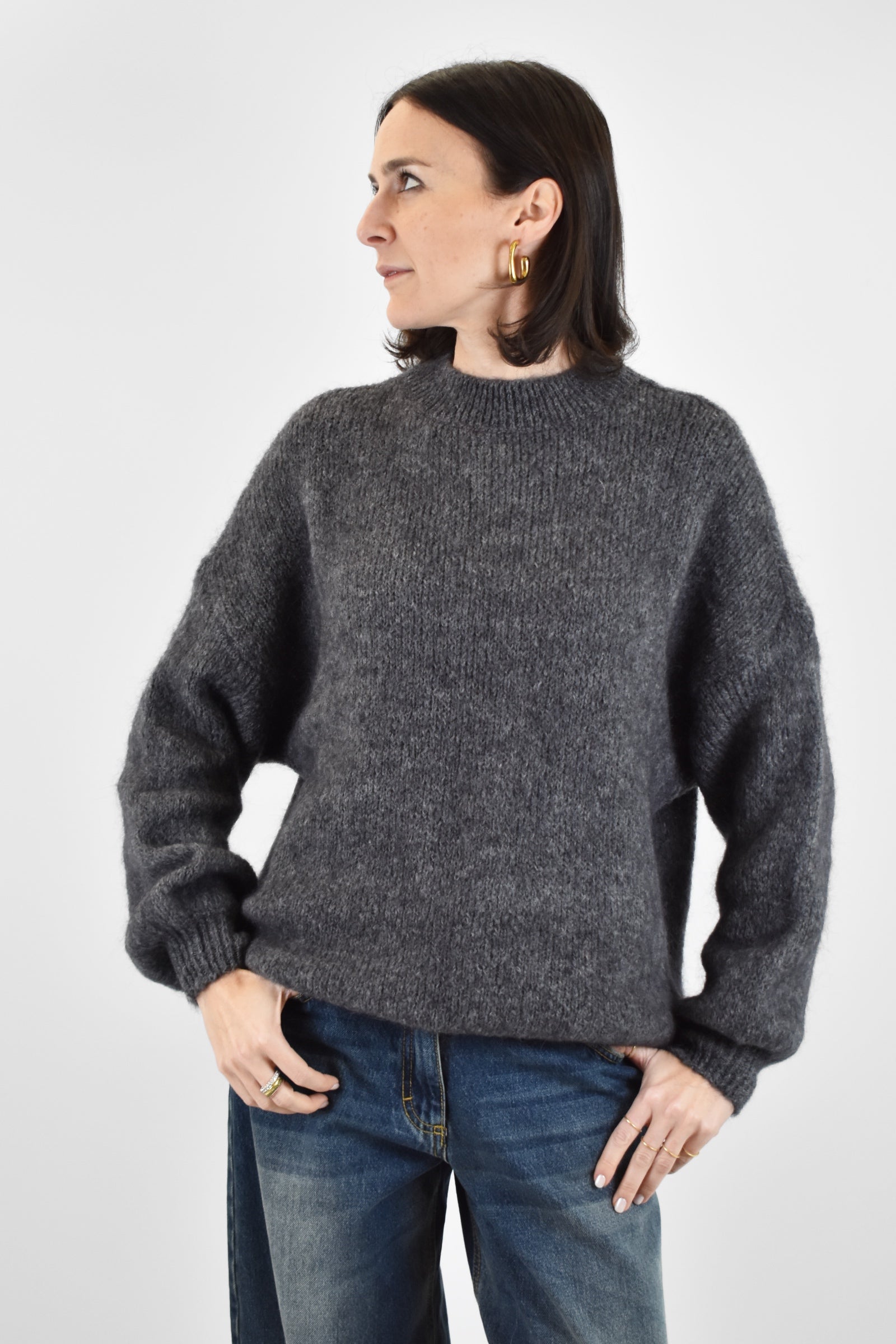 Maglia kid mohair girocollo