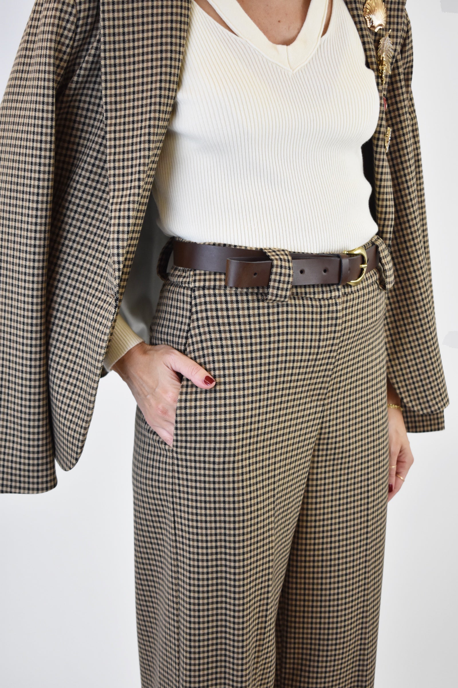 Pantalone quadri con cintura