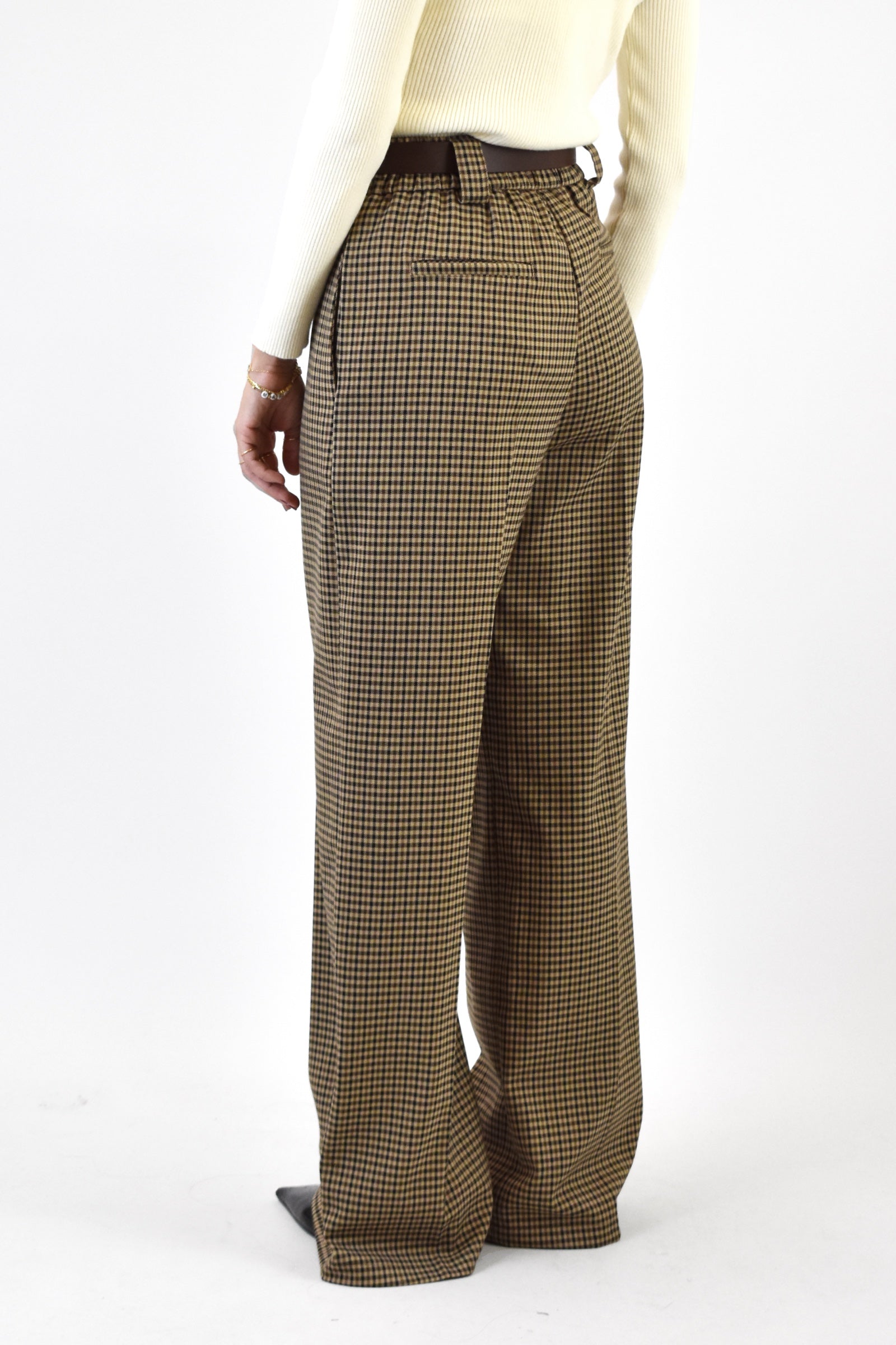 Pantalone quadri con cintura