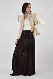 Gilet ricamato ecopelliccia