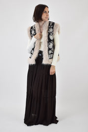 Gilet ricamato ecopelliccia