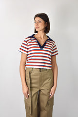 Polo righe crop